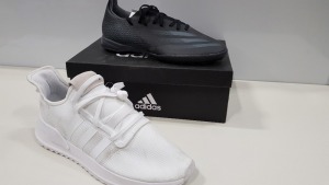 5 PIECE MIXED ADIDAS SHOE LOT CONTAINING 2 X X.GHOSTED.3 TFs IN ALL BLACK SIZE 11 UK AND 3 X ALL WHITE U_PATH RUNS IN SIZE 13UK