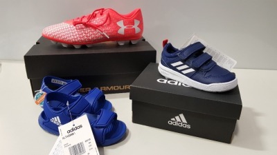 5 PIECE MIXED UNDER ARMOUR SHOE LOT CONTAINING CF FORCE 3.0, SPEEDFORCE GEMINI 3S AND TENSAUR Is IN VARIOUS SIZES