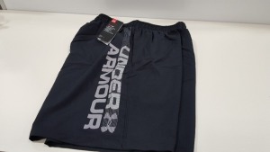 12 X BRAND NEW UNDER ARMOUR BLACK HEATGEAR WOVEN GRAPH SHORTS SIZE SMALL - RRP £19.99