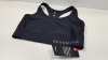 10 X BRAND NEW UNDER ARMOUR MEDIUM SUPPORT ALL BLACK WOMENS COMPRESSION GYM TEES (ARMOUR BRA) SIZE LARGE