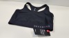 10 X BRAND NEW UNDER ARMOUR MEDIUM SUPPORT ALL BLACK WOMENS COMPRESSION GYM TEES (ARMOUR BRA) SIZE LARGE