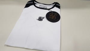 20 X BRAND NEW SIKSILK RAGLAN STRAIGHT HEM TAPE GYMTEE BLACK AND WHITE SIZE SMALL