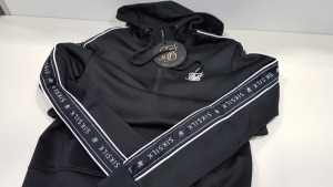 15 X BRAND NEW SIKSILK 1/4 ZIP OVERHEAD PANEL HOODIE IN BLACK SIZE EXTRA SMALL