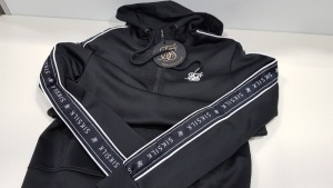 25 X BRAND NEW SIKSILK 1/4 ZIP OVERHEAD PANEL HOODIE IN BLACK SIZE MEDIUM