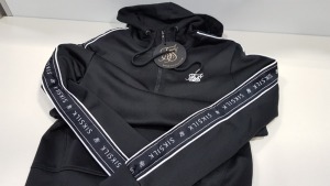 15 X BRAND NEW SIKSILK 1/4 ZIP OVERHEAD PANEL HOODIE IN BLACK SIZE EXTRA LARGE