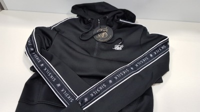 22 X BRAND NEW SIKSILK 1/4 ZIP OVERHEAD PANEL HOODIE IN BLACK SIZE LARGE