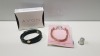 TRAY CONTAINING 200+ BRAND NEW ASSORTED INDIVIDUALLY PACKAGED AVON KASANDRA ROSE-QUARTZ BRACELET AND GREEN RONNI BRACELET