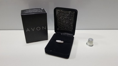 TRAY CONTAINING APPROX 200 BRAND NEW INDIVIDUALLY PACKAGED AVON KAYLA DIAMOND RING SIZE 8.