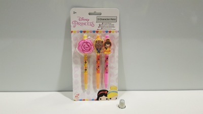 72 X BRAND NEW BOXED DISNEY PRINCESS 3 CHARACTER PENS SET - IN ONE BOX