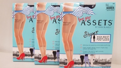 36 X BRAND NEW BOXED LOVE YOUR ASSETS BY SPANX HIGH-WAIST FOOTLESS SHAPER (SIZE 3) IN BLACK RRP $16.00 ( TOTAL $576.00)