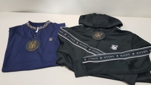 5 PIECE MIXED SIKSILK LOT CONTAINING 1/4ZIP HOODIE, SIKSILK SIDE ZIPED HOODIE AND BLACK CORE GYM TEE.