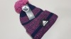 11 X BRAND NEW ADIDAS CHUNKY BEANIE HAT IN PINK PURPLE AND BLUE