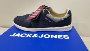 9 X BRAND NEW JACK AND JONES NEWINGTON BLUE GREY AND HWITE COMBO TRAINERS IN VARIOIUS SIZES