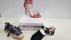 15 X BRAND NEW TOPSHOP SHOES IN VARIOUS STYLES AND SIZES IE UK SIZE 6 NEEVE BLACK SHOES, UK SIZE 8 RILEY NUDE SHOES AND UK SIZE 5 KING MULTI SHOES ETC