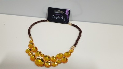 1250 X BRAND NEW PURPLE IVY GOLD GEM NECKLACE