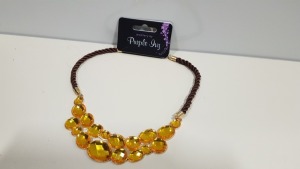 1250 X BRAND NEW PURPLE IVY GOLD GEM NECKLACE