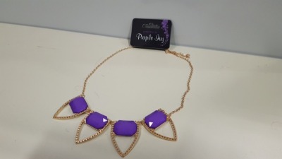 700 X BRAND NEW PURPLE IVY BLUE STONE TRIANGLE NECKLACE