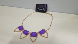 700 X BRAND NEW PURPLE IVY BLUE STONE TRIANGLE NECKLACE