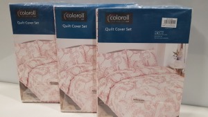 39 X BRAND NEW ESSENTIAL BY COLOROLL DOUBLE DUVET SET WITH 2 PILLOW CASES