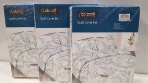 39 X BRAND NEW ESSENTIAL BY COLOROLL DOUBLE DUVET SET WITH 2 PILLOW CASES