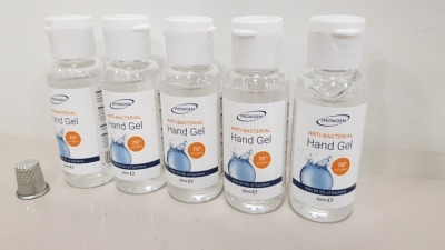 850 X BRAND NEW BOXED SNOWDEN ANTI-BACTERIAL HAND GEL (50ML) - IN 17 BOXES