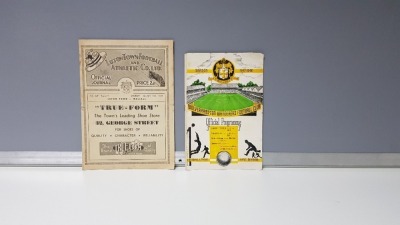 2 X OTHER PROGRAMMES - LUTON TOWN VS WALSALL SAT 29TH JAN 1949 & WOLVERHAMPTON WANDERERS VS MIDDLESBROUGH WED 10TH SEPT 1947 IN VERY GOOD CONDITION