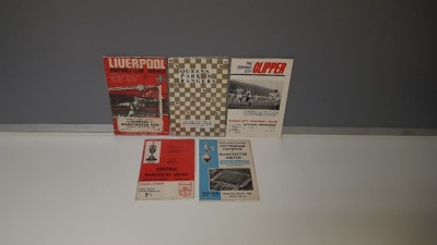 5 X MANCHESTER UNITED AWAY PROGRAMMES FROM THE 1968 SEASON TO INCLUDE - MANCHESTER UNITED VS TOTTENHAM H, LIVERPOOL, QUEENS PARK R, STOKE C, ARSENAL IN VERY GOOD CONDITION