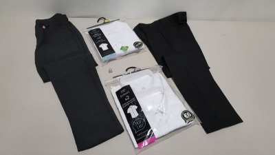 £400 MIN RETAIL VALUE OF CHILDRENS PANTS AND POLO SHIRTS IN VARIOUS STYLES & SIZES IN 5 TRAYS (NOT INCLUDED)