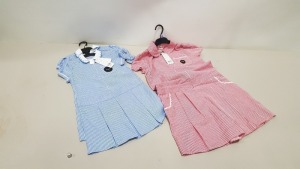 £550 MIN RETAIL VALUE OF CHILDRENS BLUE AND RED SUMMER DRESSES IN 7 BOXES