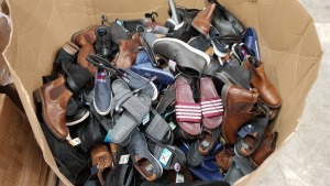 A PALLET OF EASY FOOTWEAR IN VARIOUS STYLES AND SIZES INCLUDING SLIDERS, BOOTS AND SHOES