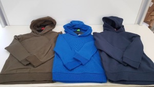 A PALLET OF APPROX 400 X CHILDRENS HOODIES IN SHADES OF BLUE AND BLACK IN VARIOUS SIZES