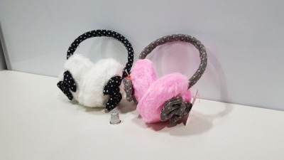 136 X BRAND NEW WHITE AND PINK EAR MUFFS