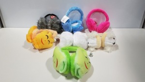 89 X BRAND NEW EAR MUFFS IN VARIOUS STYLES IE GREEN, GREY, PINK AND RED ETC