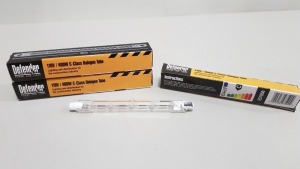 500 X BRAND NEW DEFENDER 110V 400W C-CLASS HALOGEN TUBES (CODE E57058) - RRP £34.99 PER INNER OF 50 (TOTAL £349.90) - IN 1 TRADE CARTON