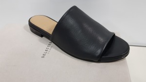 6 X BRAND NEW BOXED SELECTED FEMME BLACK OPEN TOE LEATHER MULE - SIZE UK 4 TOTAL RRP £480.00