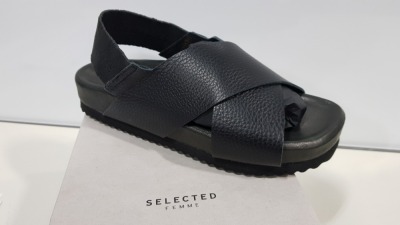 4 X BRAND NEW BOXED SELECTED FEMME BLACK LEATHER SANDALS UK 5 RRP.£320