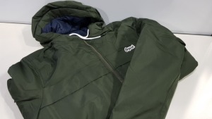 7 X BRAND NEW JACK AND JONES ORIGINALS GREEN PUFFED COATS SIZE SMALL AND MEDIUM