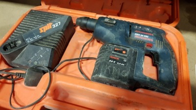 24V 3.0Ahr BOSCH HAMMER DRILL GBH24VRE PROFESSIONAL BATTERY OPERATED NO CHARGER AND SPIT 327 CHARGER AND CARRY CASE NO MACHINE