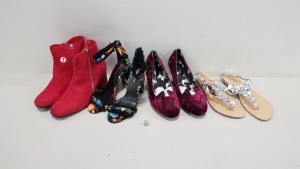 MIXED LOT CONTAINING APPROX 45+ JDW ONLINE RETURNED SHOES IN VARIOUS STYLES AND SIZES