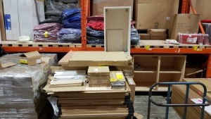 VARIOUS KITCHEN CARCASE PEARWOOD 18MM AND DOORS AND PANNELS DRAW SET ETC CONTAINED ON A FULL PALLET