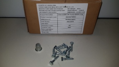 APPROX 29,400 X BRAND NEW COACH SCREWS ZINC PLATED HE X 6 X 30 LOOSE IN 49 BOXES