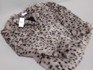 7 X BRAND NEW DOROTHHY PERKINS LEOPARD PRINT FAUX FURR JACKETS IN SIZES UK 10 AND 12