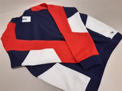 18 X BRAND NEW TOPMAN RED, NAVY AND WHITE ROUNDS KNECK SWEATERS IN SIZE MEDIUM