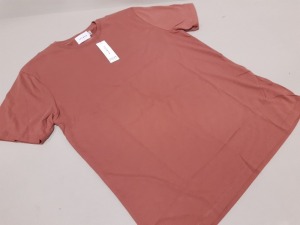 50 X BRAND NEW TOPMAN ROUND KNECK T-SHIRTS IN DEEP CORAL IN UK SIZE MEDIUM