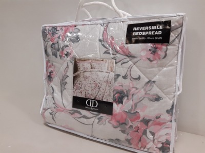 15 X BRAND NEW DREAM AND DRAPES BELVOIR PINK REVERSIABLE BED SPREADS - 229CM X 195CM