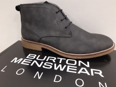 5 X BRAND NEW BURTON GREY LEATHER LOOK CHUKKER BOOTS SIZES UK 9