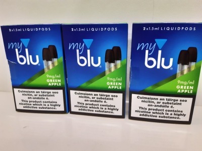 120 X PACK OF 2 - 1.5ml MY BLU LIQUIDPODS (9mg/ml) GREEN APPLE FLAVOURED - IN 2 BOXES