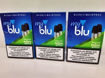 120 X PACK OF 2 - 1.5ml MY BLU LIQUIDPODS (9mg/ml) GREEN APPLE FLAVOURED - IN 2 BOXES