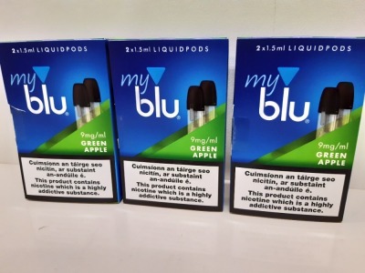 120 X PACK OF 2 - 1.5ml MY BLU LIQUIDPODS (9mg/ml) GREEN APPLE FLAVOURED - IN 2 BOXES