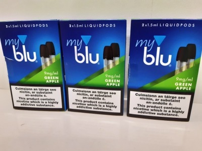 120 X PACK OF 2 - 1.5ml MY BLU LIQUIDPODS (9mg/ml) GREEN APPLE FLAVOURED - IN 2 BOXES